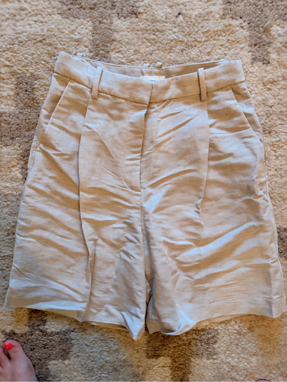 H&M High-Waist Cream Linen Blend Women’s Shorts